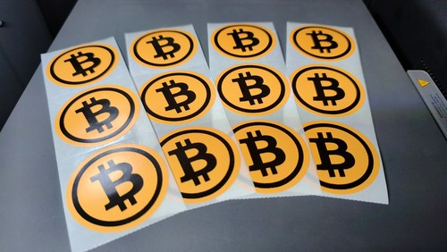 12x bitcoin logo aufkleber - logo,