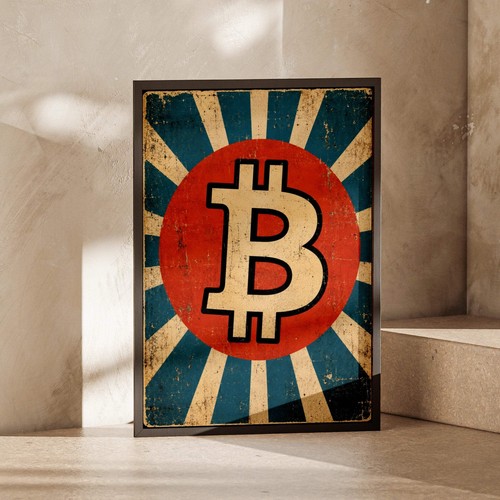 Bitcoin retro vintage poster - retro,
